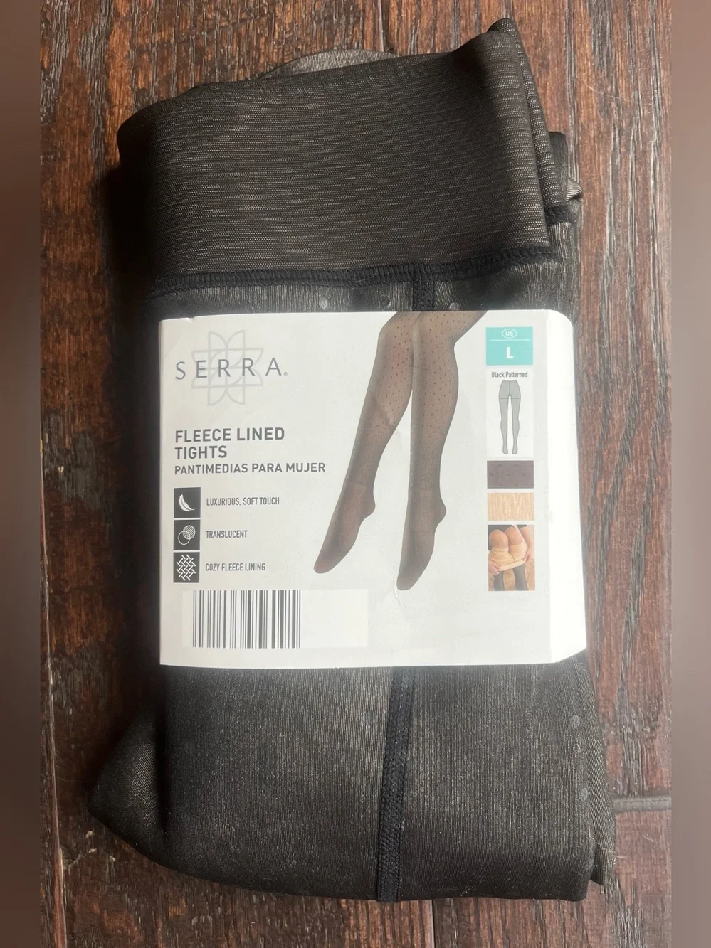 Serra Black Patterned Tights Fleece
